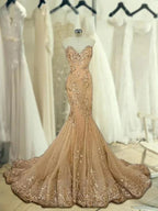 Gorgeous Mermaid Sleeveless Sweetheart Sequin Tulle Prom Dresses
