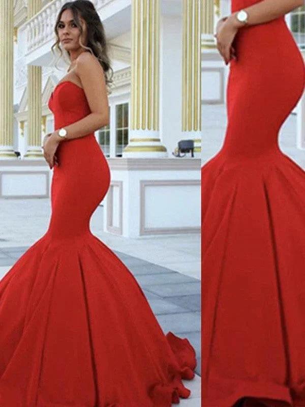 Gorgeous Mermaid Sweetheart Sleeveless Satin Prom Dresses