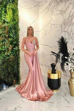 Gorgeous Pink Spaghetti Straps Sleeveless Mermaid Floor-Length Prom Dresses