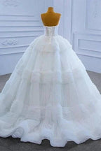 Gorgeous Princess Long White A-line Sleeveless Wedding Dresses