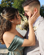 Green evening dresses long | Prom dresses with lace