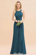 Halter A-line Bridesmaid Dresses Floor-Length Dress for Wedding Party