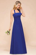 Halter A-line Wedding Party Dress Chiffon Bridesmaid Dress