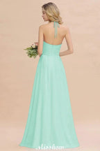 Halter Backless Beach Bridesmaid Dress Chiffon Garden Wedding Party Dress
