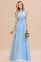 Halter Backless Beach Bridesmaid Dress Chiffon Garden Wedding Party Dress