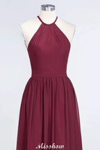 Halter Sleeveless Floor-Length Bridesmaid Dress with Ruffles