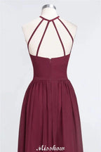 Halter Sleeveless Floor-Length Bridesmaid Dress with Ruffles