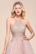 Halter Sparkly Short Homecoming Dress Floral Lace Aline Prom Dress Knee Length