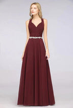 Halter V-Neck Sleeveless Ruffle Bridesmaid Dress with Appliques Sashes Evening Swing Dress