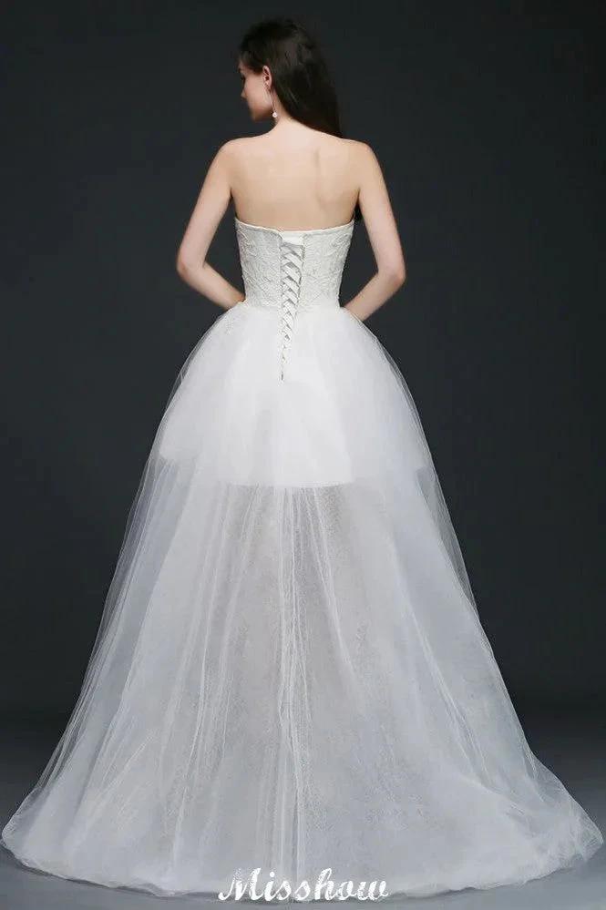 Hi-Lo Tulle A-line Lace Wedding Dress