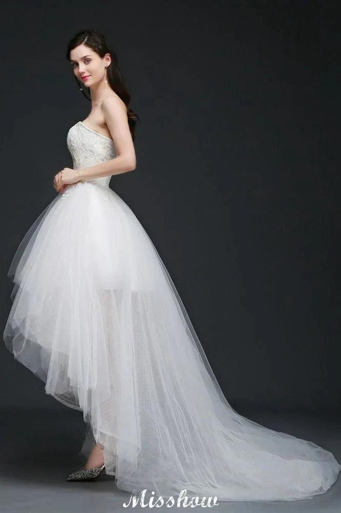 Hi-Lo Tulle A-line Lace Wedding Dress