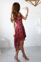 High Low Straps Simple Dark Red Lace Homecoming/Party Dresses  PD021