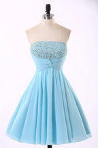 High Quality Chiffon Light Blue Homecoming Dresses PG022