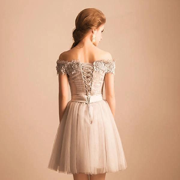 Homecoming Dress Off-the-shoulder Lace Short Prom Dress Party Dress PD352