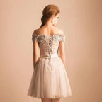 Homecoming Dress Off-the-shoulder Lace Short Prom Dress Party Dress PD352