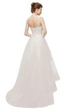 Ivory Sweetheart A-line Hi-lo Spaghetti Tulle Wedding Dresses with Ruffles