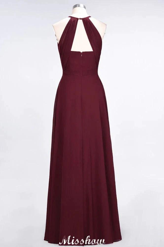 Jewel Sleeveless Floor-Length Bridesmaid Dress Ruffles Spaghetti aline Maid of Honor Dress