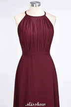 Jewel Sleeveless Floor-Length Bridesmaid Dress Ruffles Spaghetti aline Maid of Honor Dress