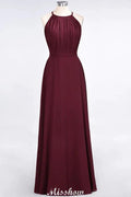 Jewel Sleeveless Floor-Length Bridesmaid Dress Ruffles Spaghetti aline Maid of Honor Dress