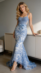 Azure Whisper Mermaid Lace Gown by ZAPDRESS