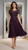 Elegant Dark Purple Lace Chiffon Mother of the Bride Formal Gown by ZAPDRESS