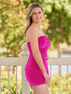 Bodycon Strapless Royal Blue Velvet Homecoming Dresses