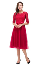 Knee-length Crew A-line Half Sleeve Sashes Bridesmaid Dresses