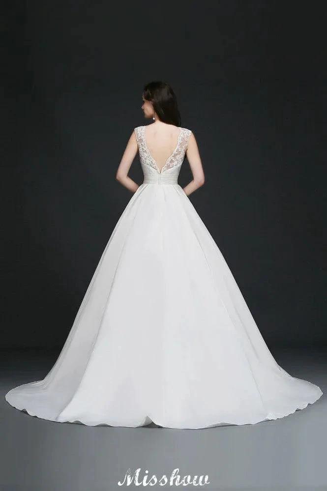Lace A-line Jewel Delicate Wedding Dress