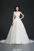 Lace A-line Jewel Delicate Wedding Dress