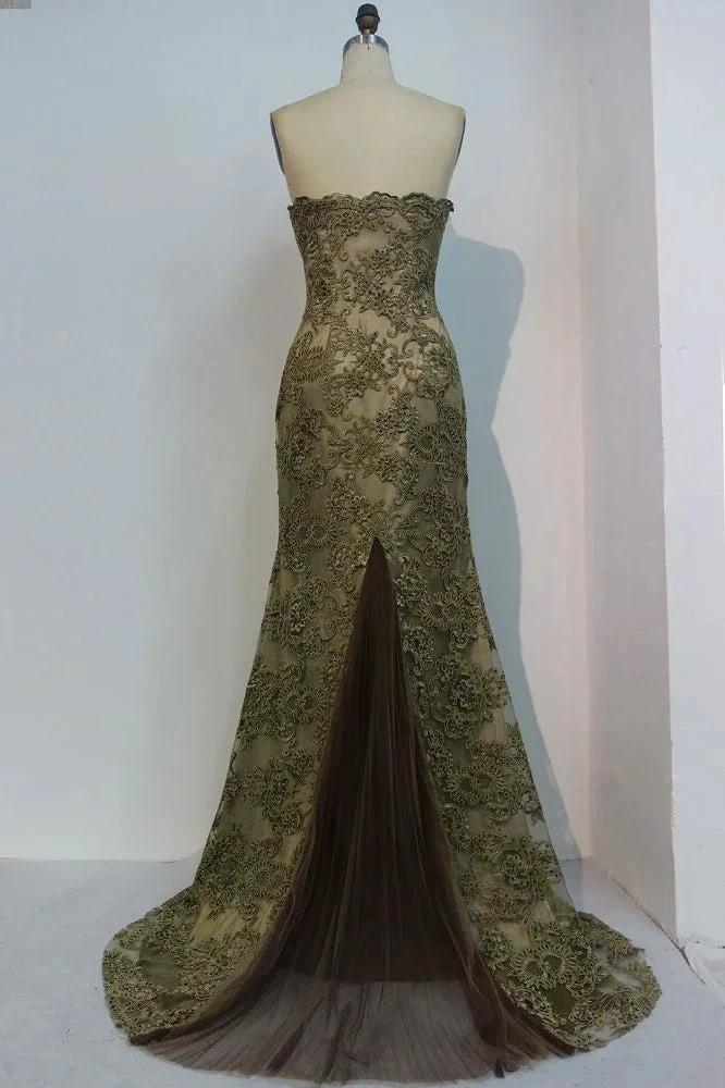 Lace Strapless Mermaid Sweetheart Floor Length Prom Dresses
