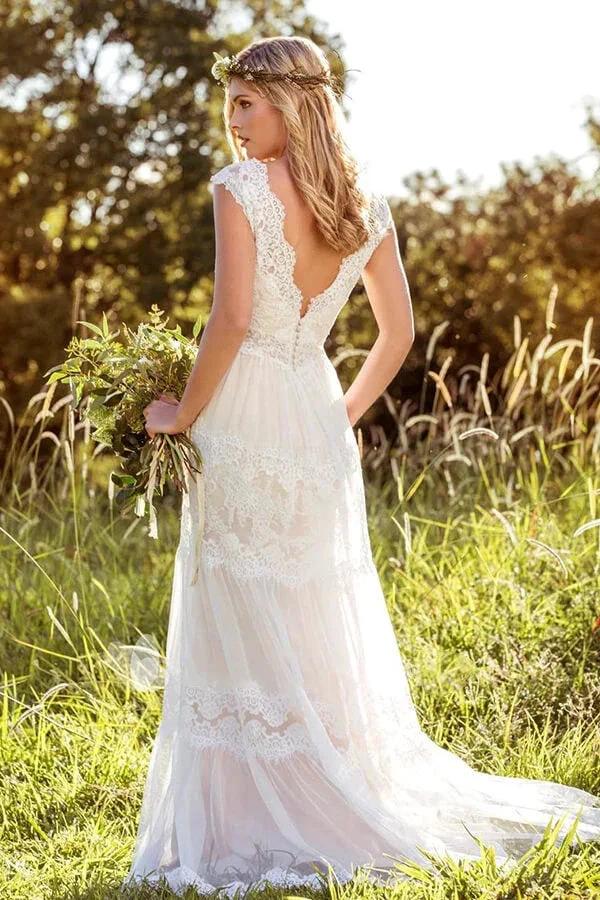 Latest Long A-line Sweetheart Empire Waist Lace Tulle Wedding Dress