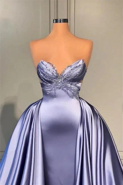 Lavender Long Glitter A-line Sleeveless Prom Dress With Beads
