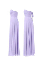Lilac Chiffon Bridesmaid Dress Floor Length Prom Evening Gown BD005