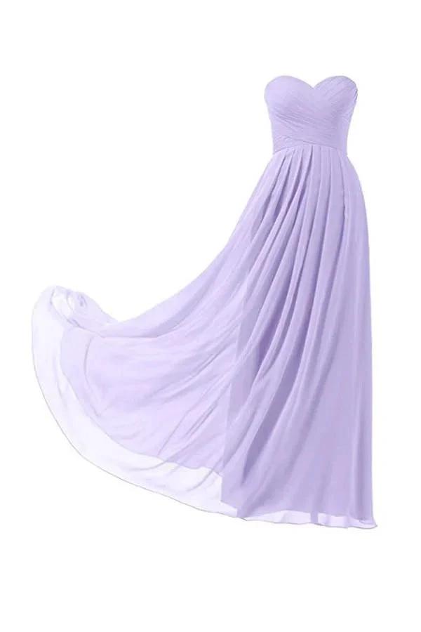 Lilac Chiffon Bridesmaid Dress Floor Length Prom Evening Gown BD005