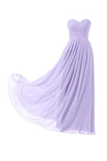 Lilac Chiffon Bridesmaid Dress Floor Length Prom Evening Gown BD005