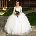 Long Ball Gown Off the Shoulder Tulle White Quinceanera Dress with Sleeves