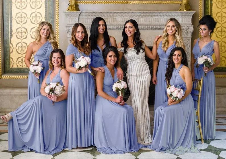 Spaghetti Straps Satin Long Bridesmaid Dresses Prom Party Gown