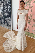 Long Mermaid Lace Off-the-shoulder Wedding Dresses