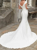 Long Mermaid Off the Shoulder Satin Wedding Dresses