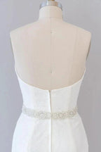 Long Mermaid Strapless Tulle Lace Wedding Dress