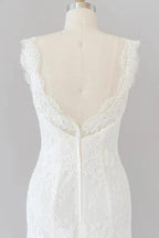Long Mermaid Sweetheart Lace Backless Wedding Dress