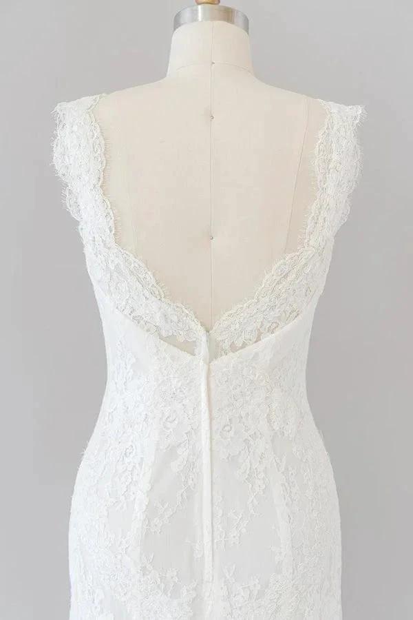 Long Mermaid Sweetheart Lace Backless Wedding Dress