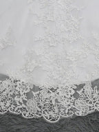 Long Mermaid V Neck Tulle Lace Backless Wedding Dresses with Cap Sleeves