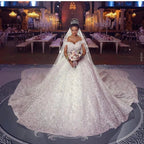 Long Princess Off-the-shoulder Lace Wedding Dress