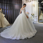 Long Sleeve A-Line Bateau Appliques Lace Sequins Wedding Dress