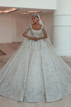 Luxurious A-line Long Sleeves Lace Wedding Dress With Train