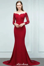 Mermaid Charmeuse Off-the-Shoulder V-Neck Floor-Length Bridesmaid Dress with Appliques