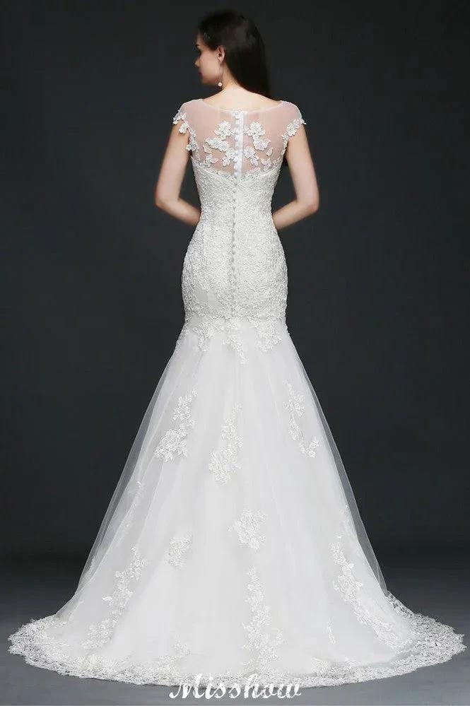 Mermaid Jewel Tulle Lace Wedding Dress