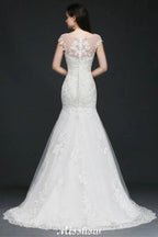 Mermaid Jewel Tulle Lace Wedding Dress