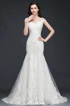 Mermaid Jewel Tulle Lace Wedding Dress